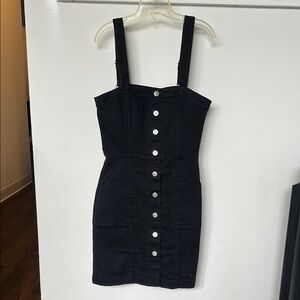 Black Jean Square Neck Sleeveless Mini Dress
